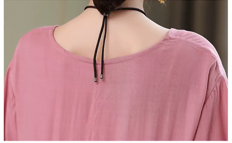 Women Green Long Skirt Dress Summer Elegant Cotton — feature 43