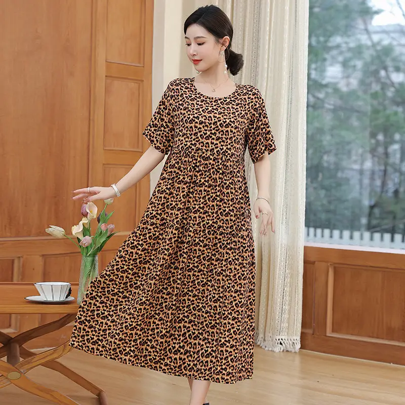 Women Green Long Skirt Dress Summer Elegant Cotton