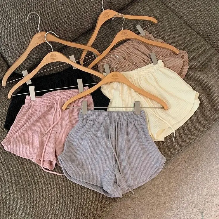 Women Black Waffle High Waist Shorts 2022 — feature 20