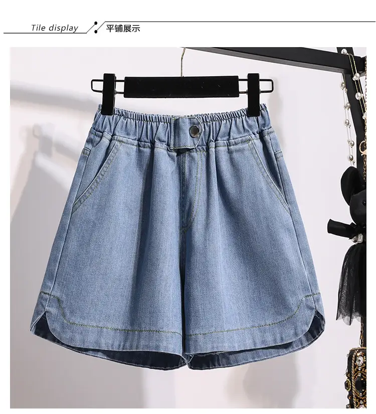 Denim Shorts Wide Leg Hot Pants Fat Plus Size — feature 9