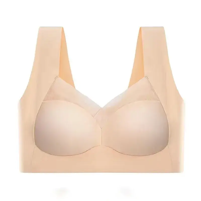 Women's Ice Silk Fixed Cup Sports Bra with Tummy Net - Image 2