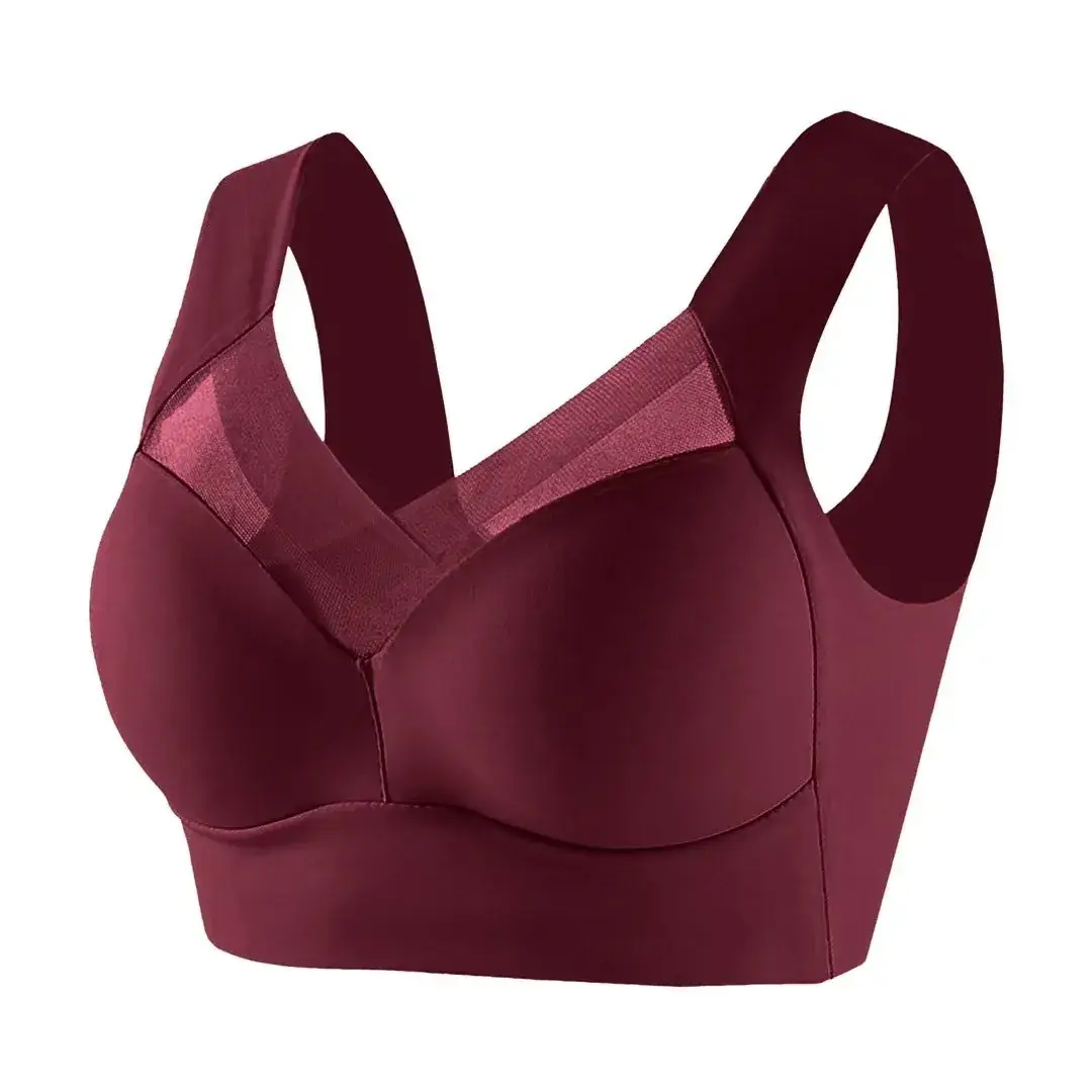 Women's Ice Silk Fixed Cup Sports Bra with Tummy Net - Image 10