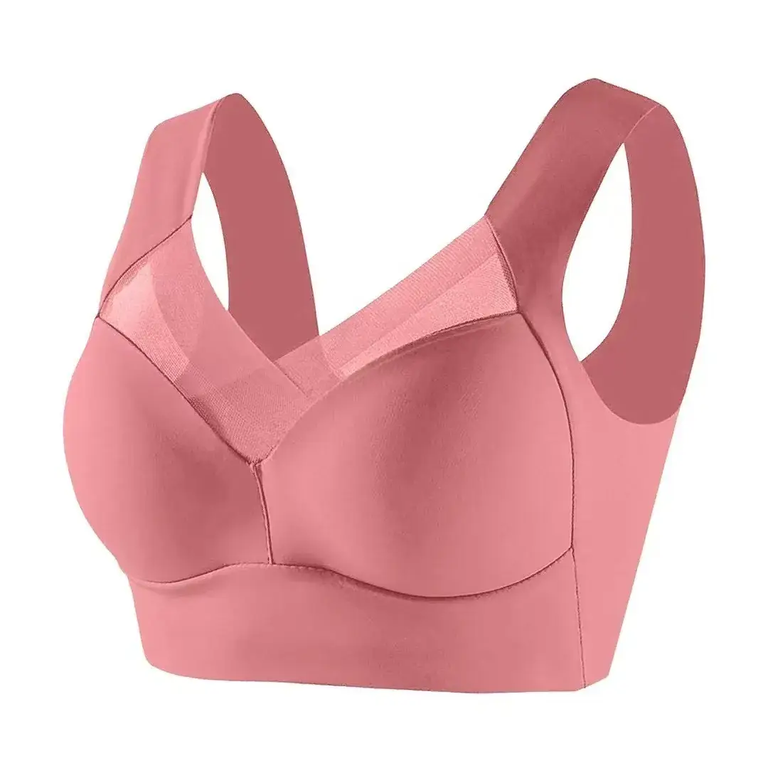 Women's Ice Silk Fixed Cup Sports Bra with Tummy Net - Image 12