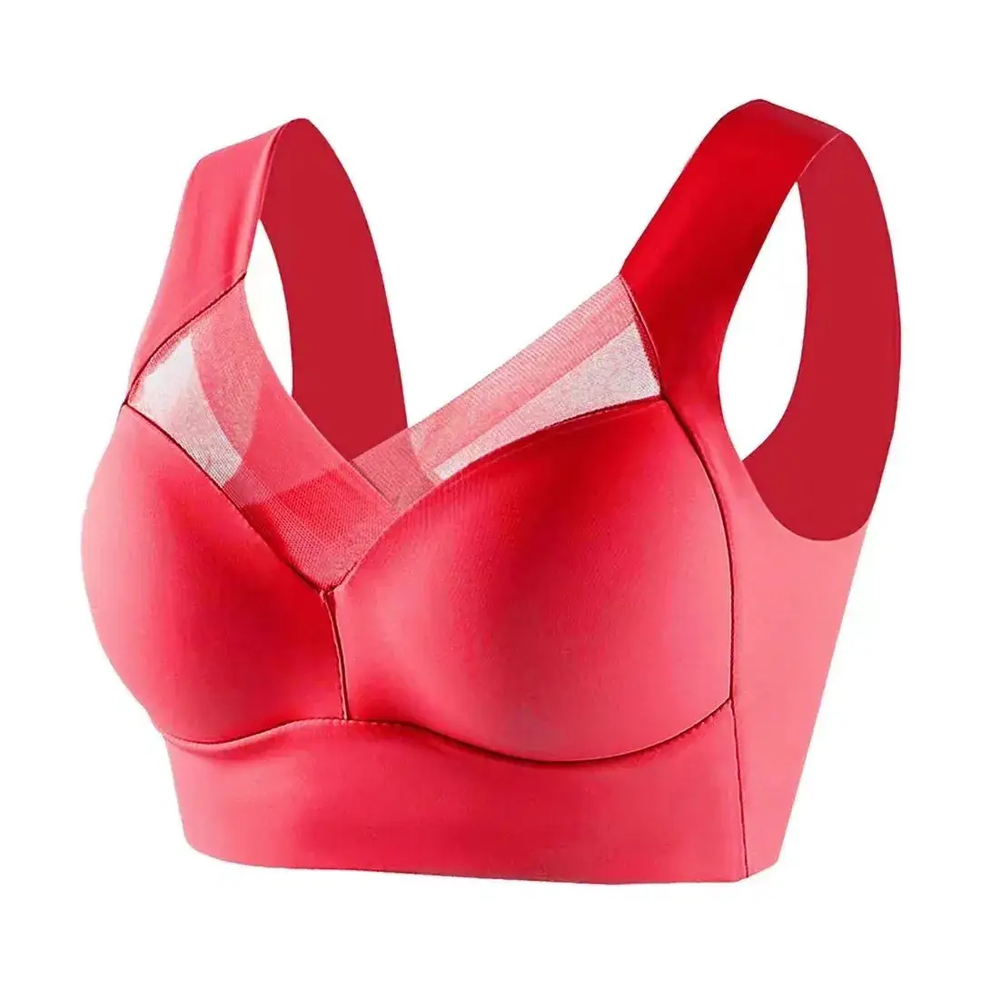 Women's Ice Silk Fixed Cup Sports Bra with Tummy Net - Image 8