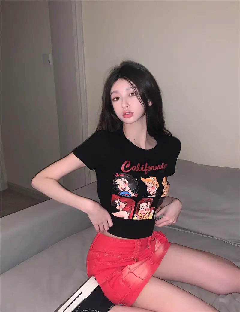 Sweet Girl Cartoon Print Women T-Shirt 2025 Summer — feature 10