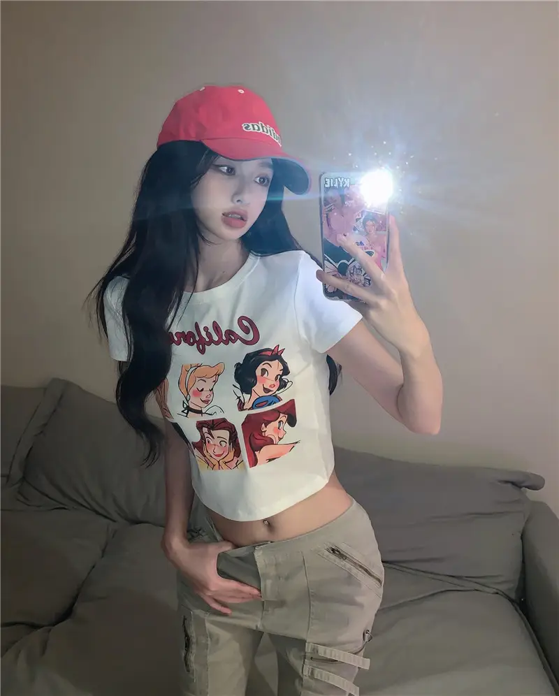 Sweet Girl Cartoon Print Women T-Shirt 2025 Summer — feature 17