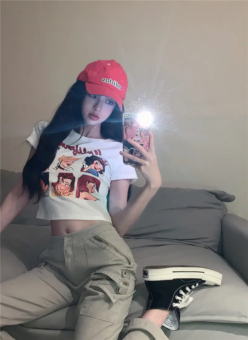 Sweet Girl Cartoon Print Women T-Shirt 2025 Summer — feature 18