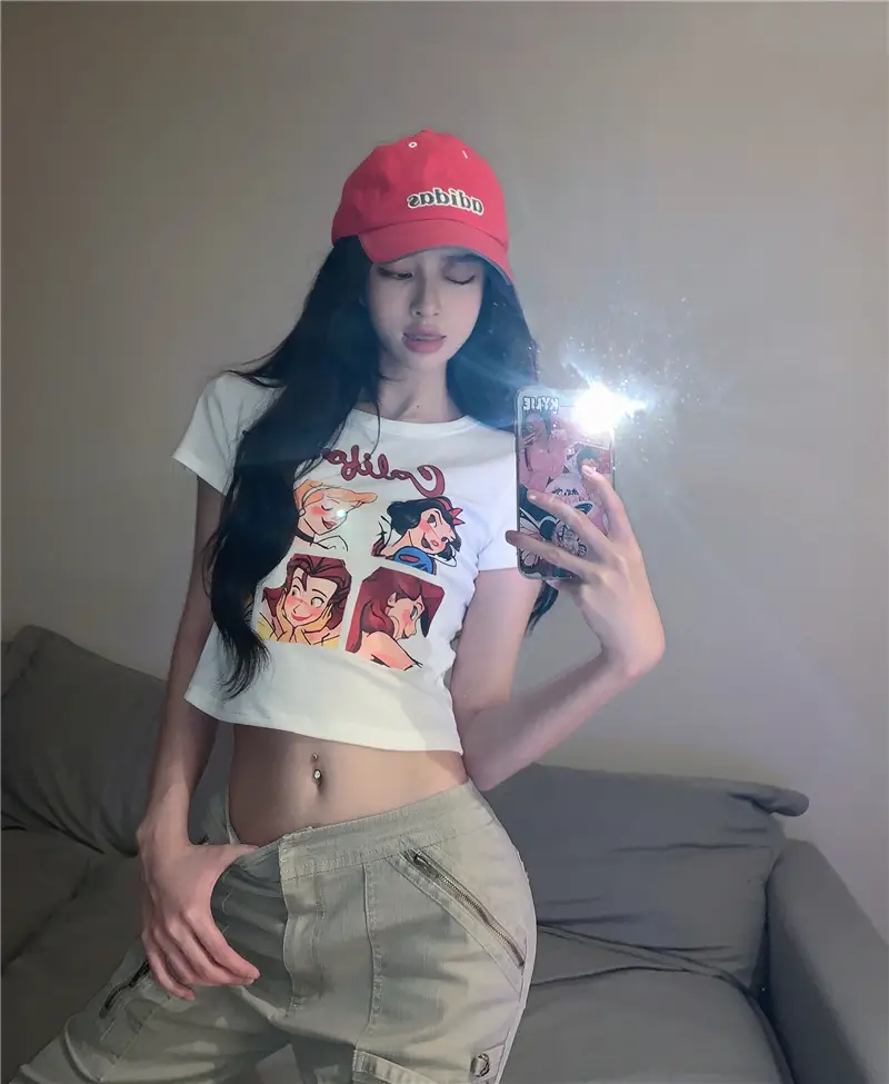 Sweet Girl Cartoon Print Women T-Shirt 2025 Summer — feature 19
