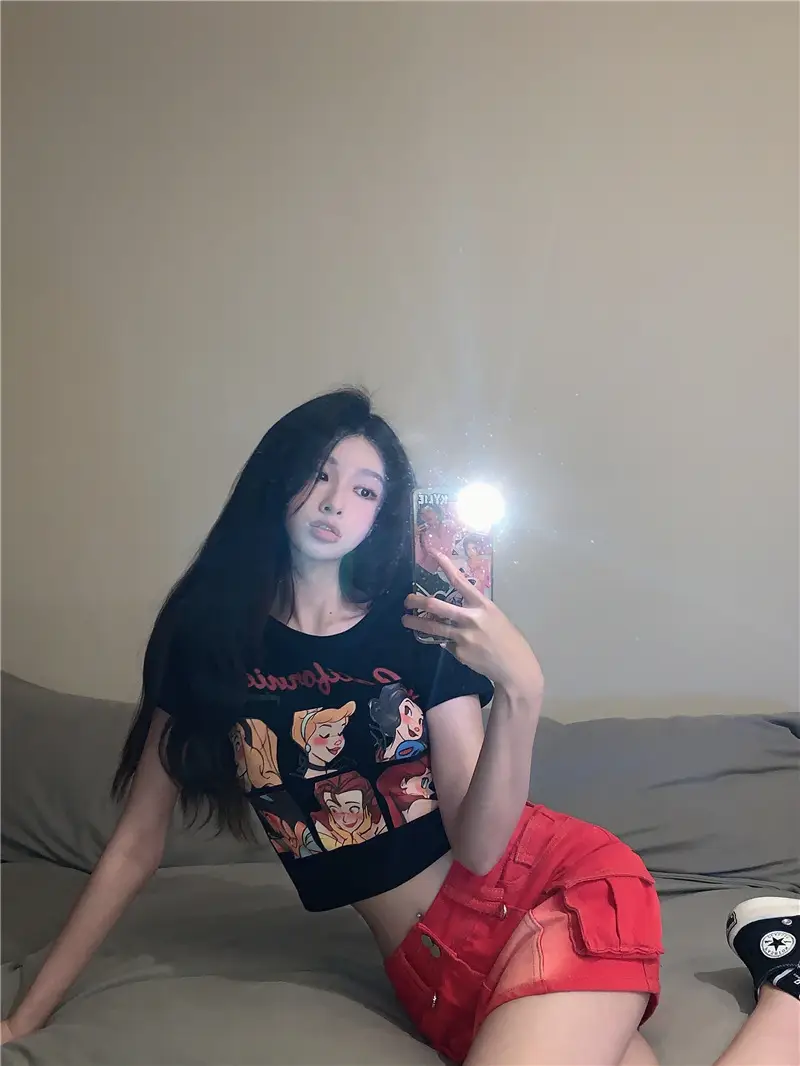 Sweet Girl Cartoon Print Women T-Shirt 2025 Summer — feature 3
