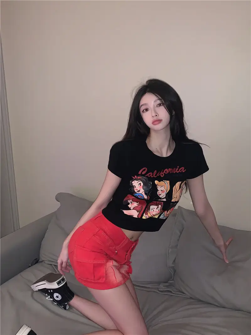 Sweet Girl Cartoon Print Women T-Shirt 2025 Summer — feature 6