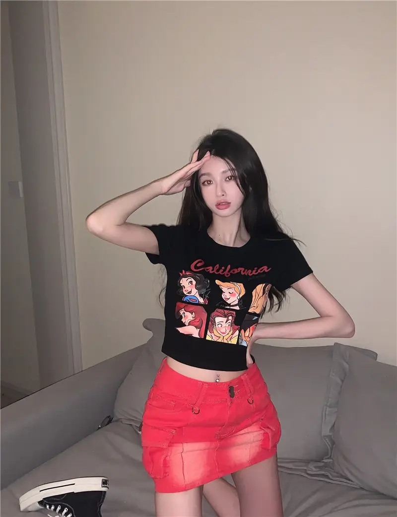 Sweet Girl Cartoon Print Women T-Shirt 2025 Summer — feature 8