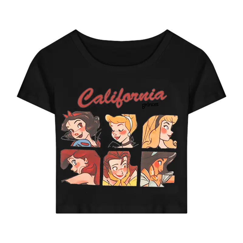 Sweet Girl Cartoon Print Women T-Shirt 2025 Summer - Image 2