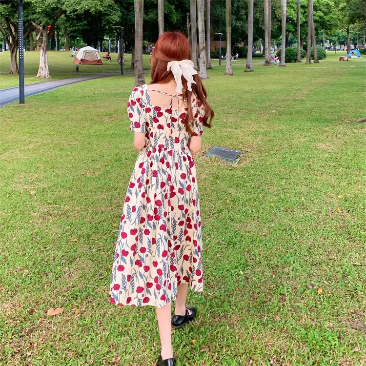 2022 Summer Rose Print Chubby Plus Size Dress — feature 12