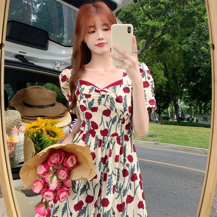 2022 Summer Rose Print Chubby Plus Size Dress — feature 6