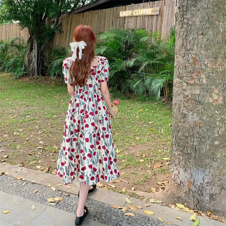 2022 Summer Rose Print Chubby Plus Size Dress — feature 7