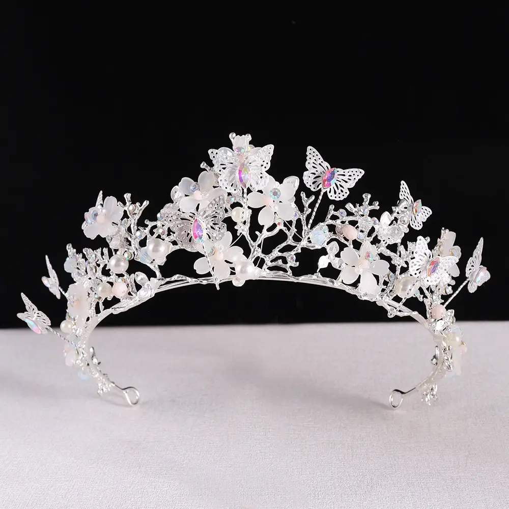 Golden Butterfly Flower Crown Tiara for Weddings