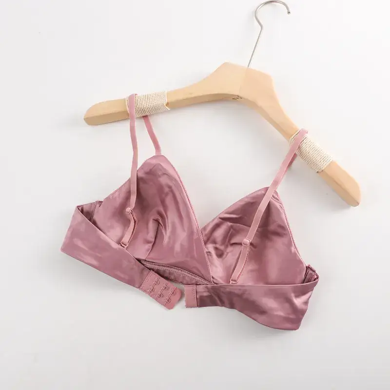 Wire-Free Thin Bra Set Black Pink French Cup - Image 6