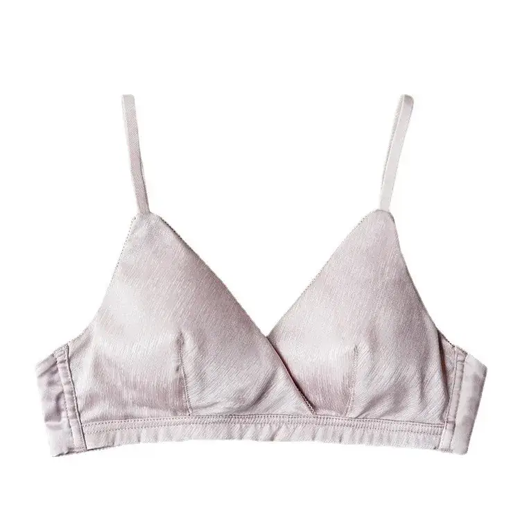 Wire-Free Thin Bra Set Black Pink French Cup - Image 8