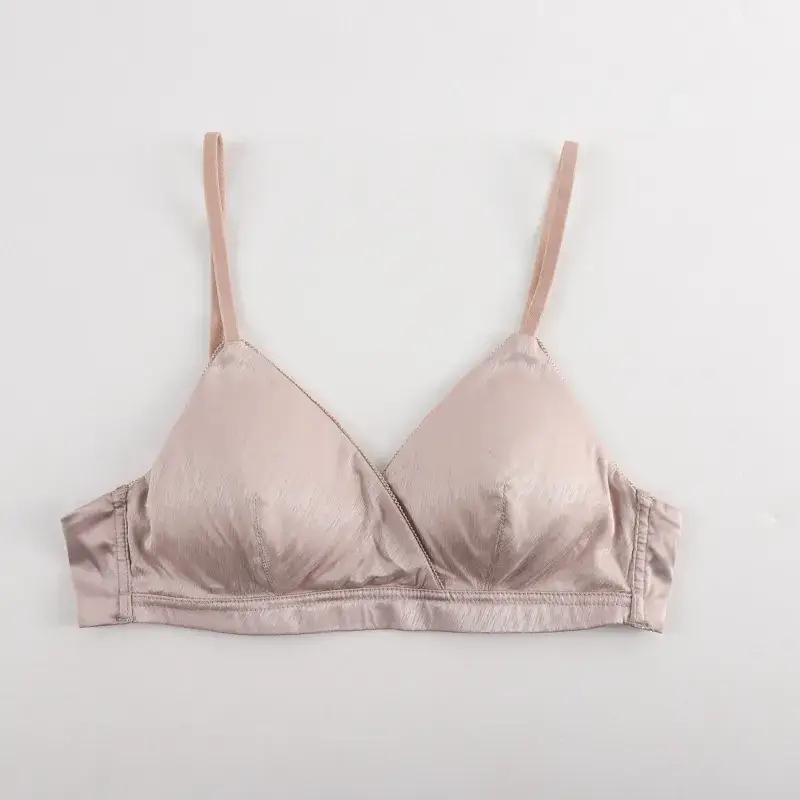 Wire-Free Thin Bra Set Black Pink French Cup - Image 2