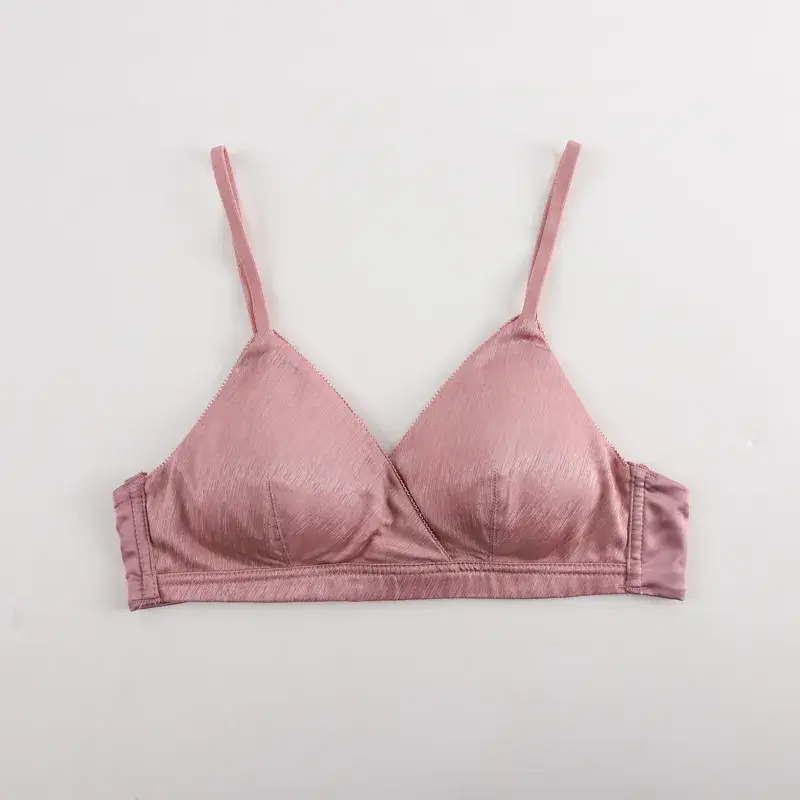 Wire-Free Thin Bra Set Black Pink French Cup - Image 3
