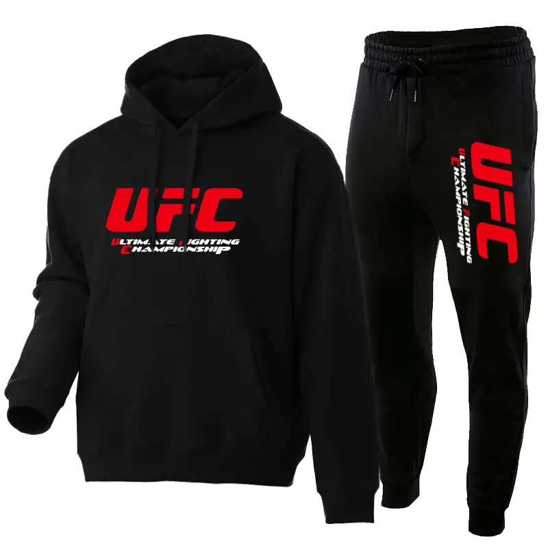 UFC Fleece Hoodie & Pants Set Red Black - Image 17