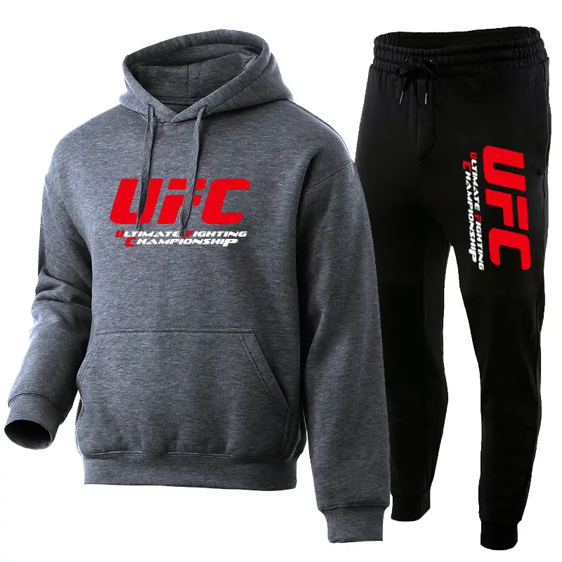 UFC Fleece Hoodie & Pants Set Red Black - Image 4