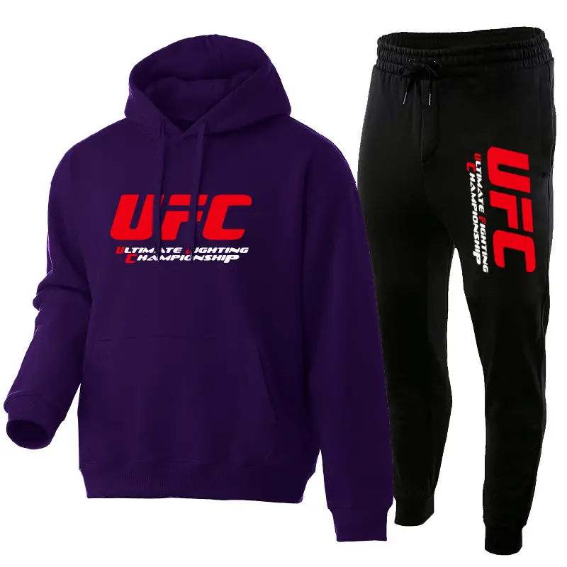 UFC Fleece Hoodie & Pants Set Red Black - Image 9