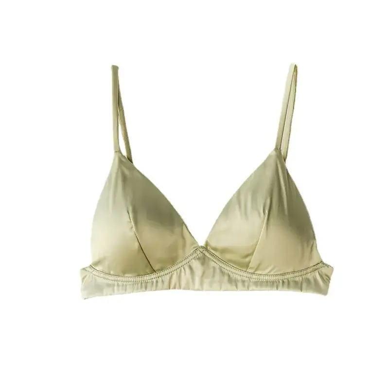 French Triangle Cup Non-Convex Silk Satin Bra - Image 8