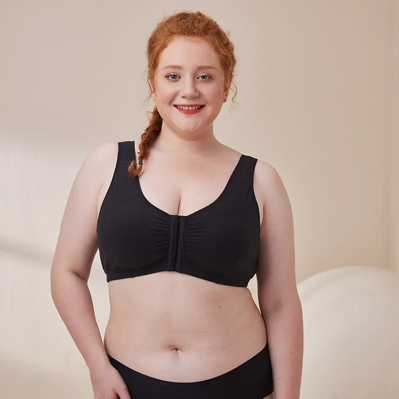 Black Silicone Breast Support Bra with Wide Strap