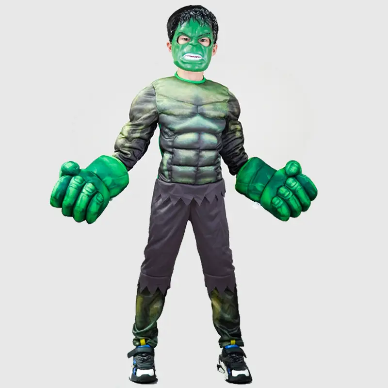 Halloween Hulk Muscle Suit Green Children Costume