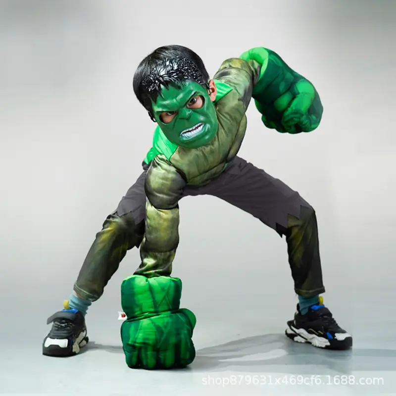 Halloween Hulk Muscle Suit Green Children Costume