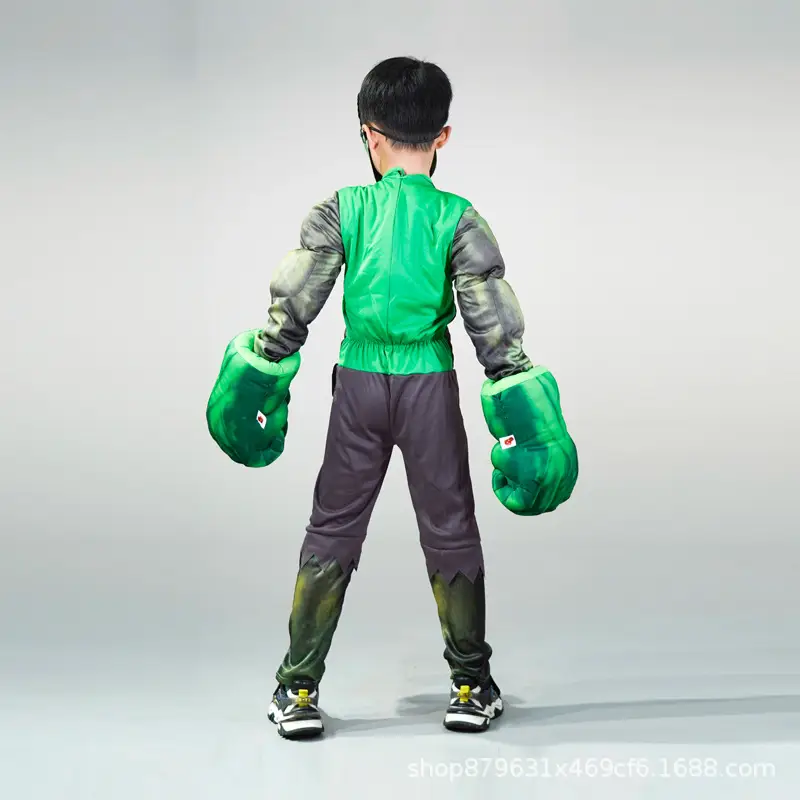 Halloween Hulk Muscle Suit Green Children Costume