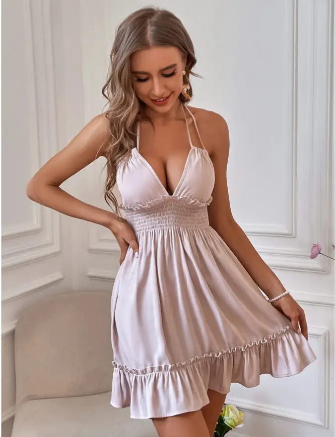 Women Leopard Print Deep V Dress with Ruffles — feature 20