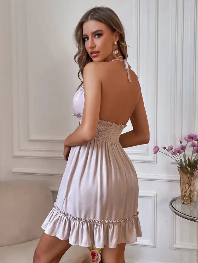Women Leopard Print Deep V Dress with Ruffles — feature 23