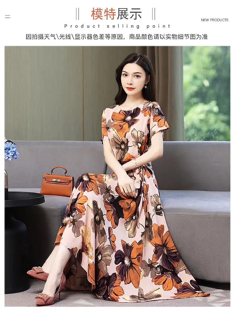 2025 Cotton Silk Floral Skirt Dress for Women 40+ — feature 24