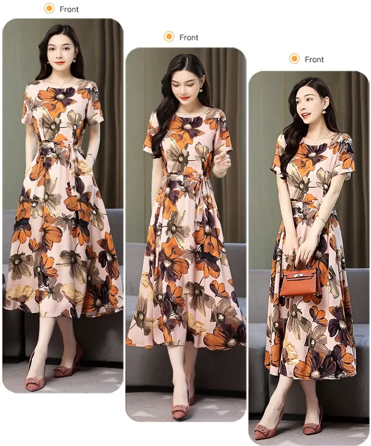 2025 Cotton Silk Floral Skirt Dress for Women 40+ — feature 25