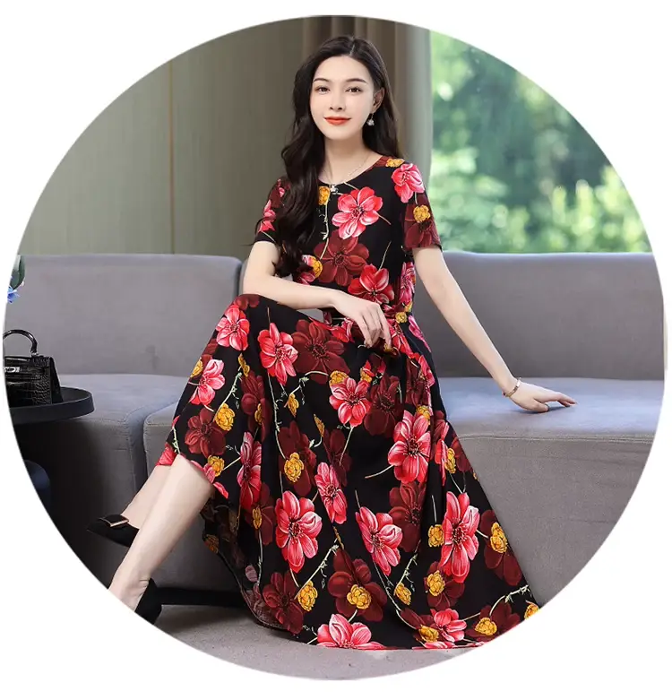 2025 Cotton Silk Floral Skirt Dress for Women 40+ — feature 27