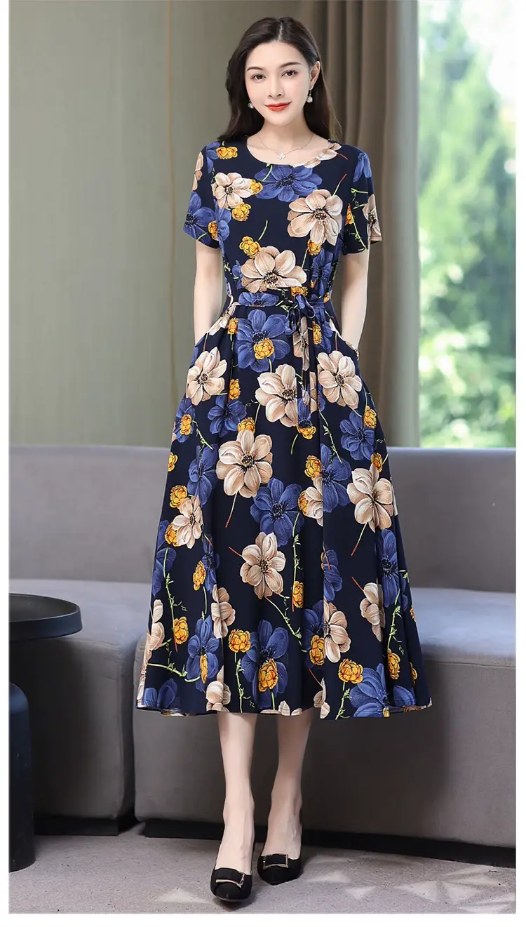 2025 Cotton Silk Floral Skirt Dress for Women 40+ — feature 29