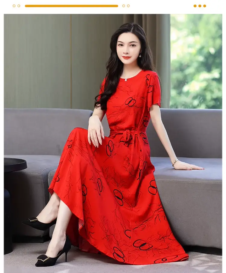 2025 Cotton Silk Floral Skirt Dress for Women 40+ — feature 30