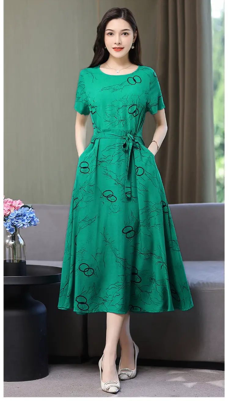 2025 Cotton Silk Floral Skirt Dress for Women 40+ — feature 34