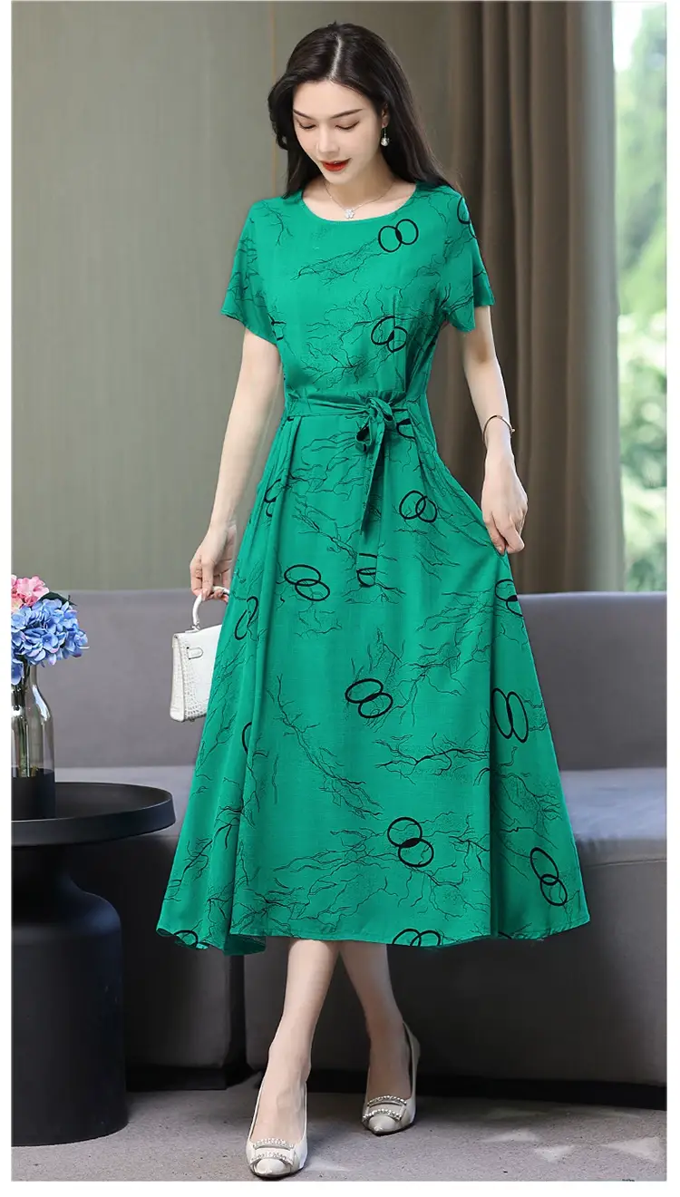2025 Cotton Silk Floral Skirt Dress for Women 40+ — feature 35