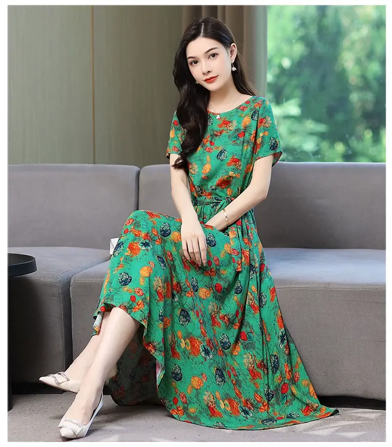 2025 Cotton Silk Floral Skirt Dress for Women 40+ — feature 36