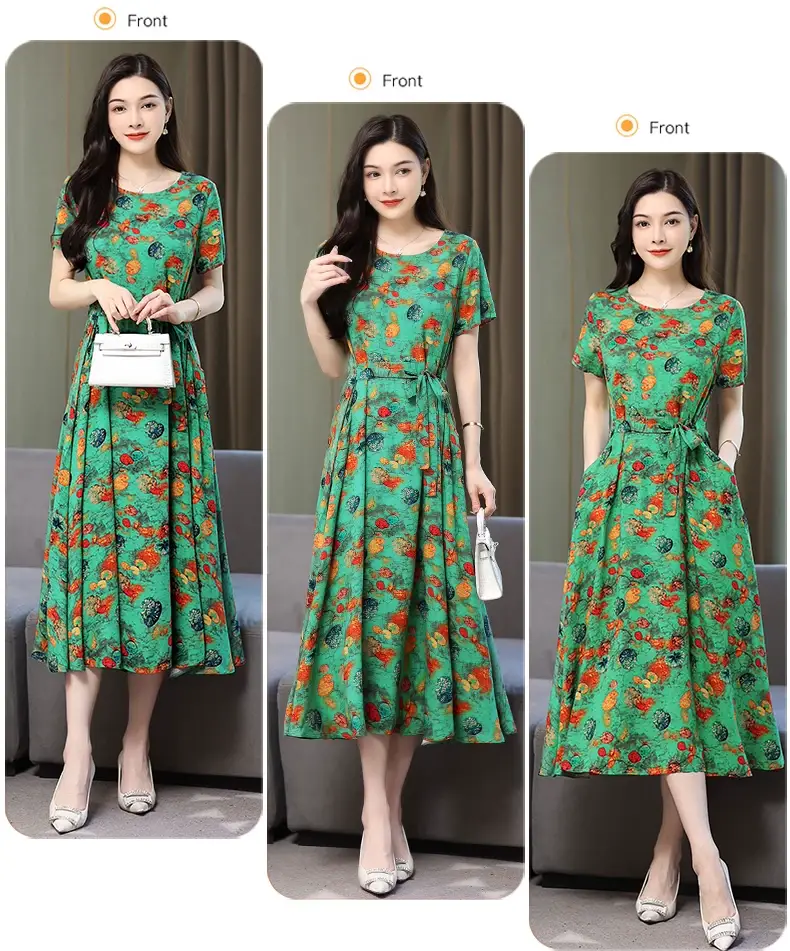 2025 Cotton Silk Floral Skirt Dress for Women 40+ — feature 37
