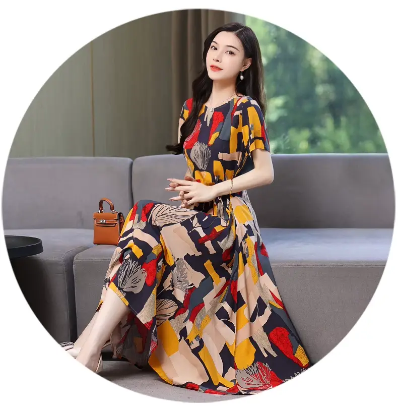 2025 Cotton Silk Floral Skirt Dress for Women 40+ — feature 39