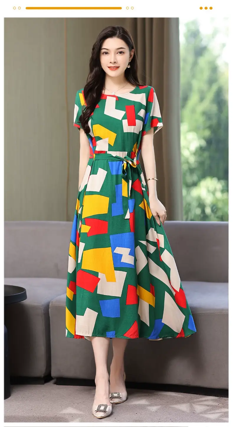 2025 Cotton Silk Floral Skirt Dress for Women 40+ — feature 40