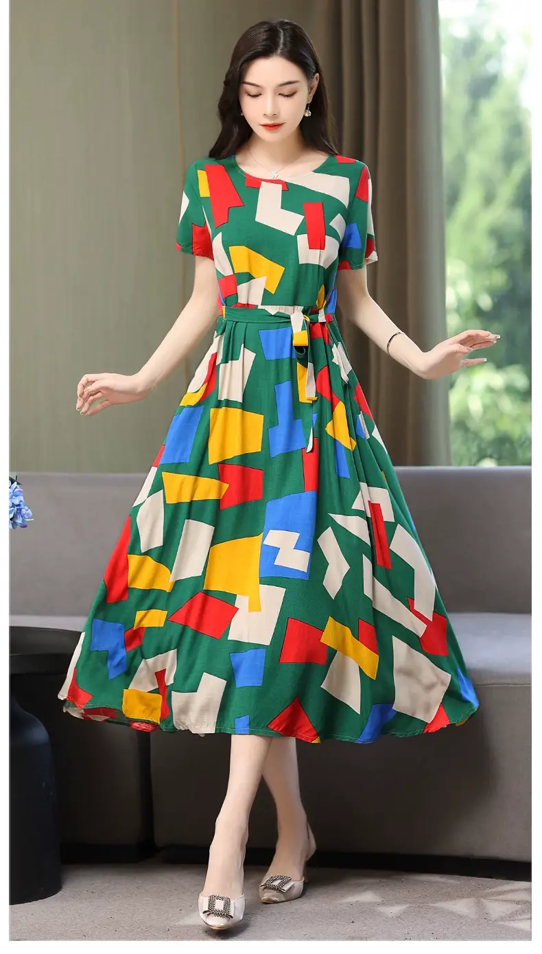 2025 Cotton Silk Floral Skirt Dress for Women 40+ — feature 41