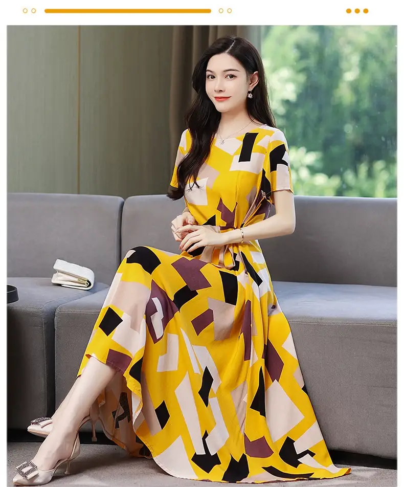 2025 Cotton Silk Floral Skirt Dress for Women 40+ — feature 42