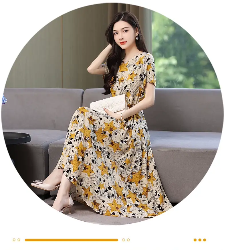 2025 Cotton Silk Floral Skirt Dress for Women 40+ — feature 45