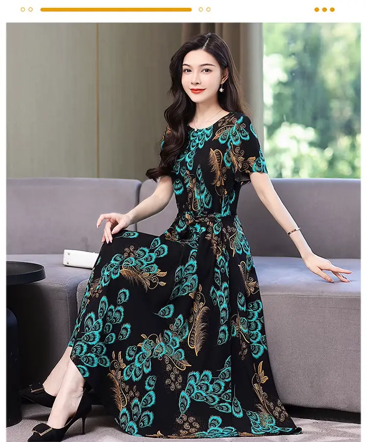 2025 Cotton Silk Floral Skirt Dress for Women 40+ — feature 48