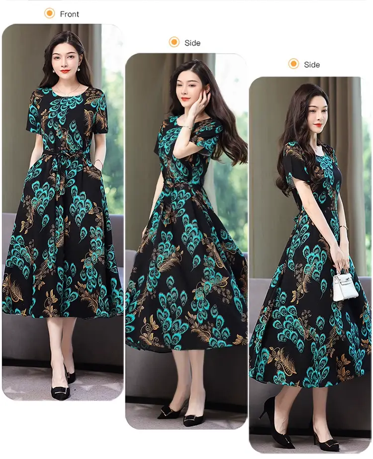 2025 Cotton Silk Floral Skirt Dress for Women 40+ — feature 49